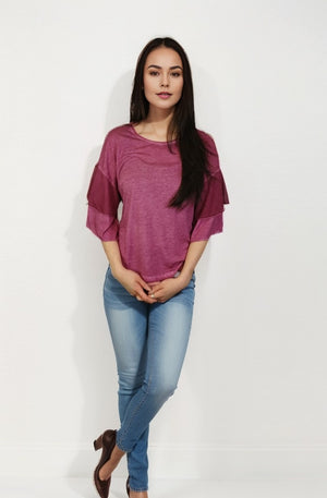 Double Layer Sleeve Oil Dye Top -- Potent Purple D190764