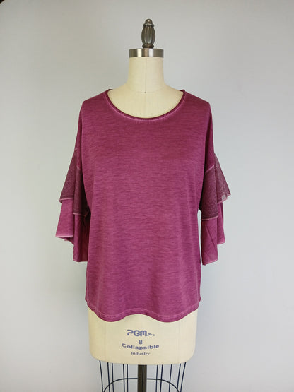Double Layer Sleeve Oil Dye Top -- Potent Purple D190764