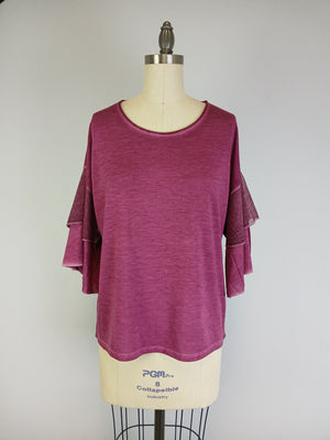 Double Layer Sleeve Oil Dye Top -- Potent Purple D190764