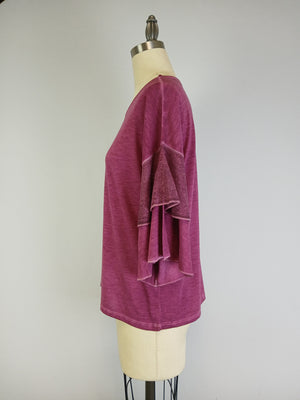 Double Layer Sleeve Oil Dye Top -- Potent Purple D190764