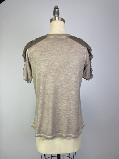 Ruffle Shoulder Oil Dye Top -- Satellite (D190777)