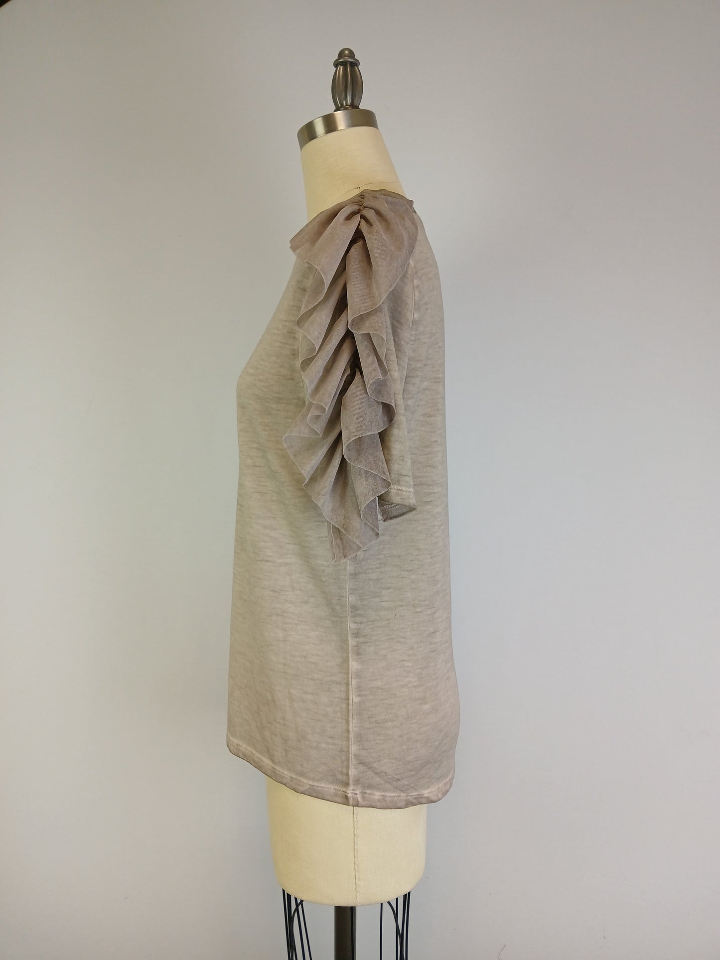 Ruffle Shoulder Oil Dye Top -- Satellite (D190777)