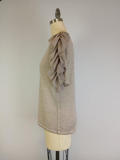 Ruffle Shoulder Oil Dye Top -- Satellite (D190777)