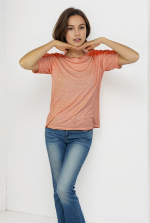 Ruffle Shoulder Oil Dye Top -- Sahara Sky (D190777)