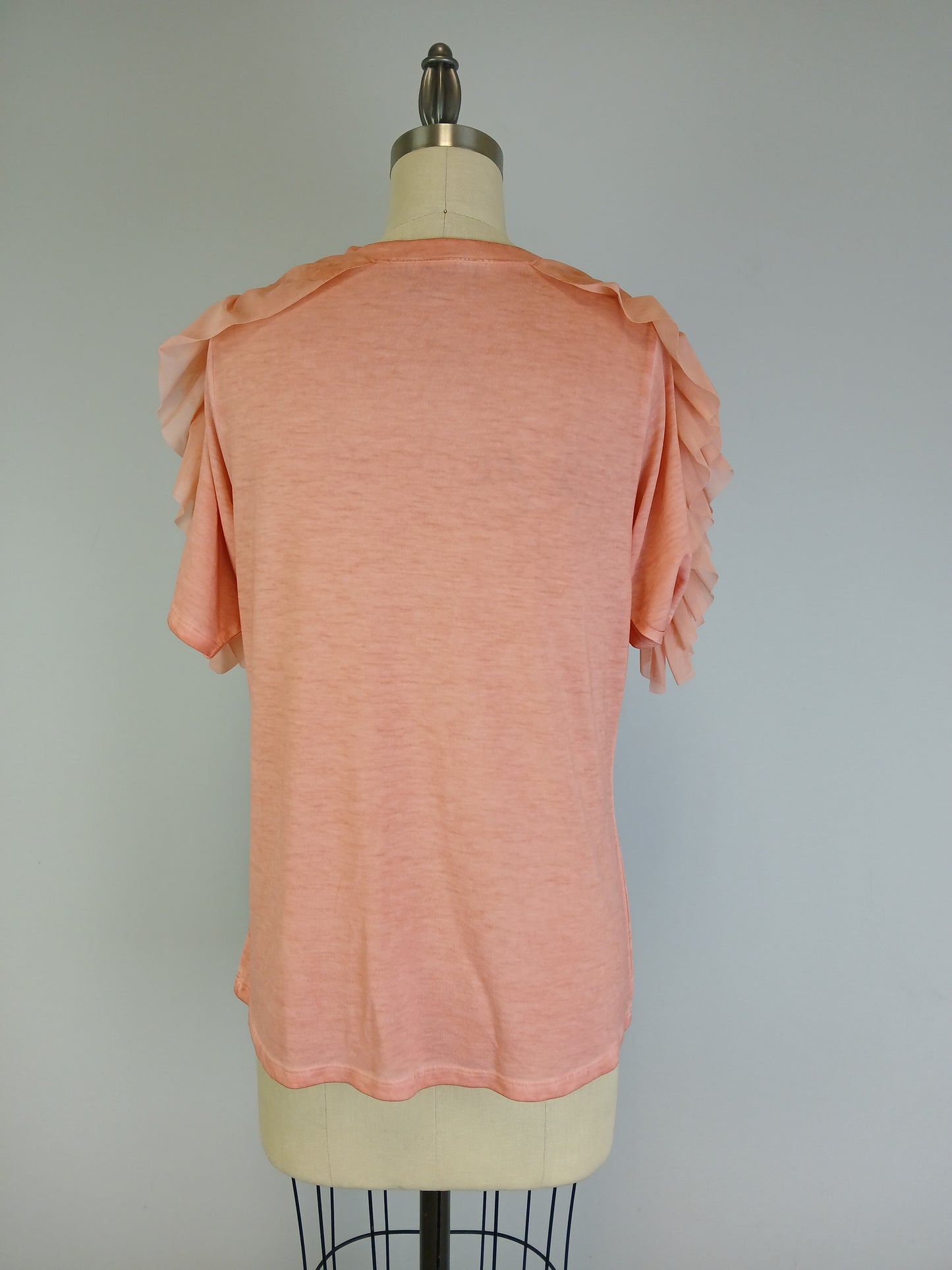 Ruffle Shoulder Oil Dye Top -- Sahara Sky (D190777)