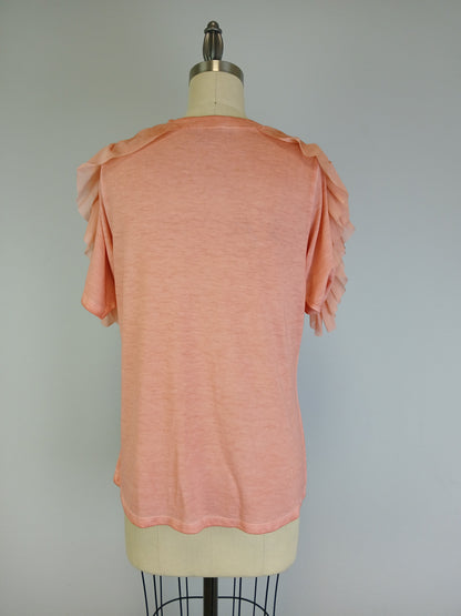 Ruffle Shoulder Oil Dye Top -- Sahara Sky (D190777)