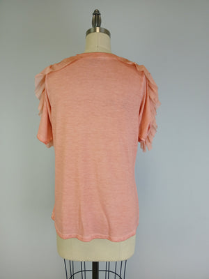 Ruffle Shoulder Oil Dye Top -- Sahara Sky (D190777)