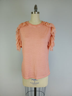 Ruffle Shoulder Oil Dye Top -- Sahara Sky (D190777)