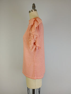Ruffle Shoulder Oil Dye Top -- Sahara Sky (D190777)