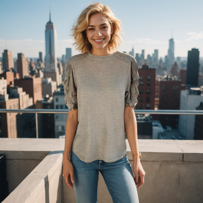 Ruffle Shoulder Oil Dye Top -- Satellite (D190777)