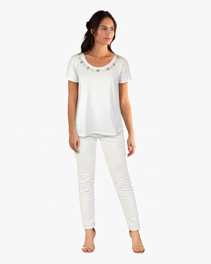 Swing Tee Shirt with Jewels (D1953J) White S/S