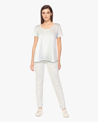 Swing Tee Shirt with Pearls (D1953) White S/S