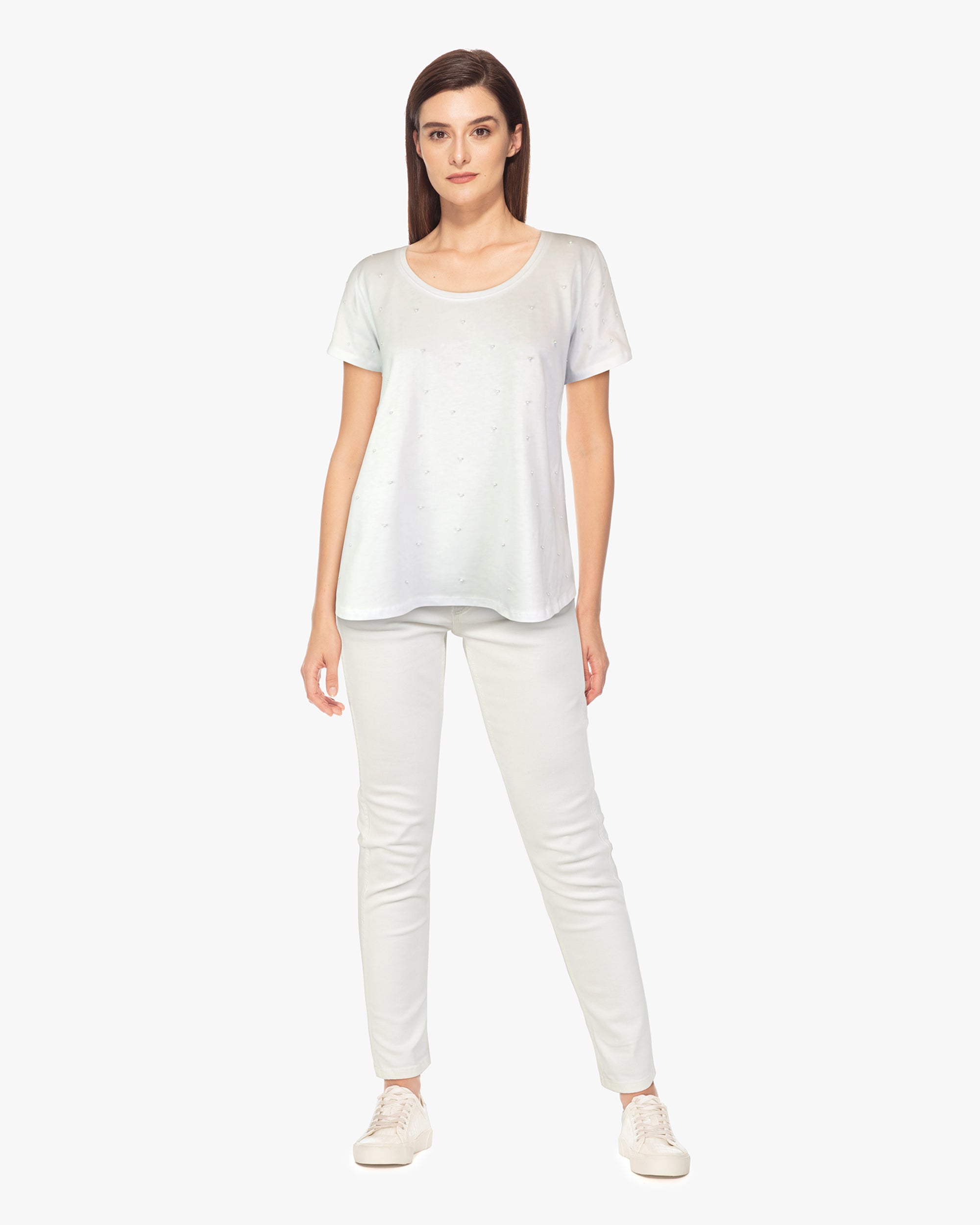 Swing Tee Shirt with Pearls (D1953) White S/S