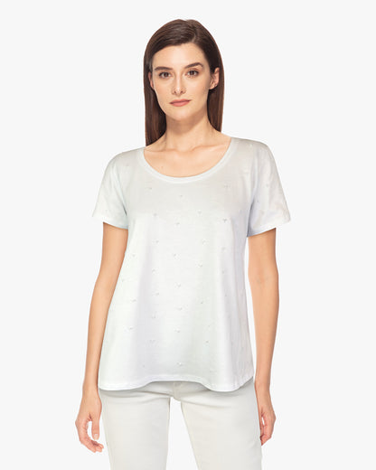 Swing Tee Shirt with Pearls (D1953) White S/S