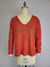 Sweater-like V Neck Foil Screen Top - Red (D1993FS)