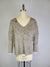 Sweater-like V Neck Foil Screen Top - Sand (D1993FS)