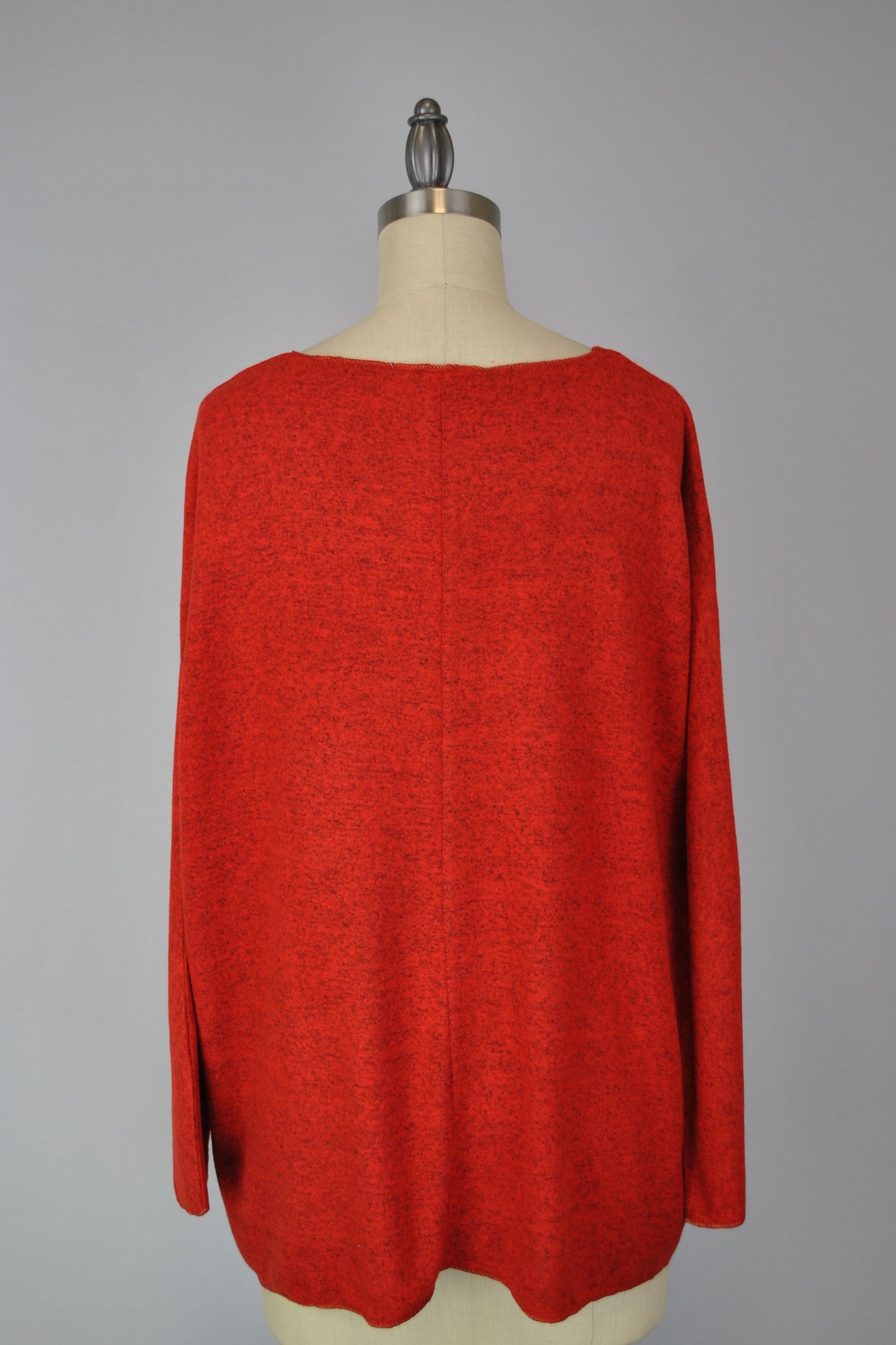 Sweater-like V Neck Foil Screen Top - Red (D1993FS)