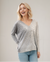 Sweater-like V Neck Foil Print Top - Sand (D1993FS)