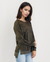 Camo Print Oil Dye Side Vent Pullover Top