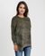 Camo Print Oil Dye Side Vent Pullover Top