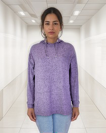 Hooded Sweater-like Top (D23555R Lavender)