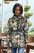 Cowl Neck Drawstring Sweater-like Top - Grey Floral (D24445)