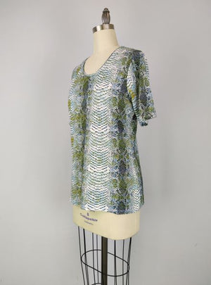 Short Sleeve Scoop Neck Knit Top - Snake Print (D25203)