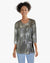 Foil Print 3/4 Slv Shine Top - Coffee Silver (D25742)