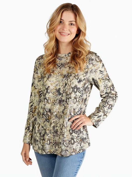 Shine Snake Print L/S Top (D26116R)