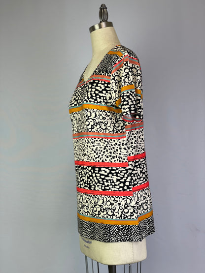Scoop Neck Knit Printed Top (D26271) S/S