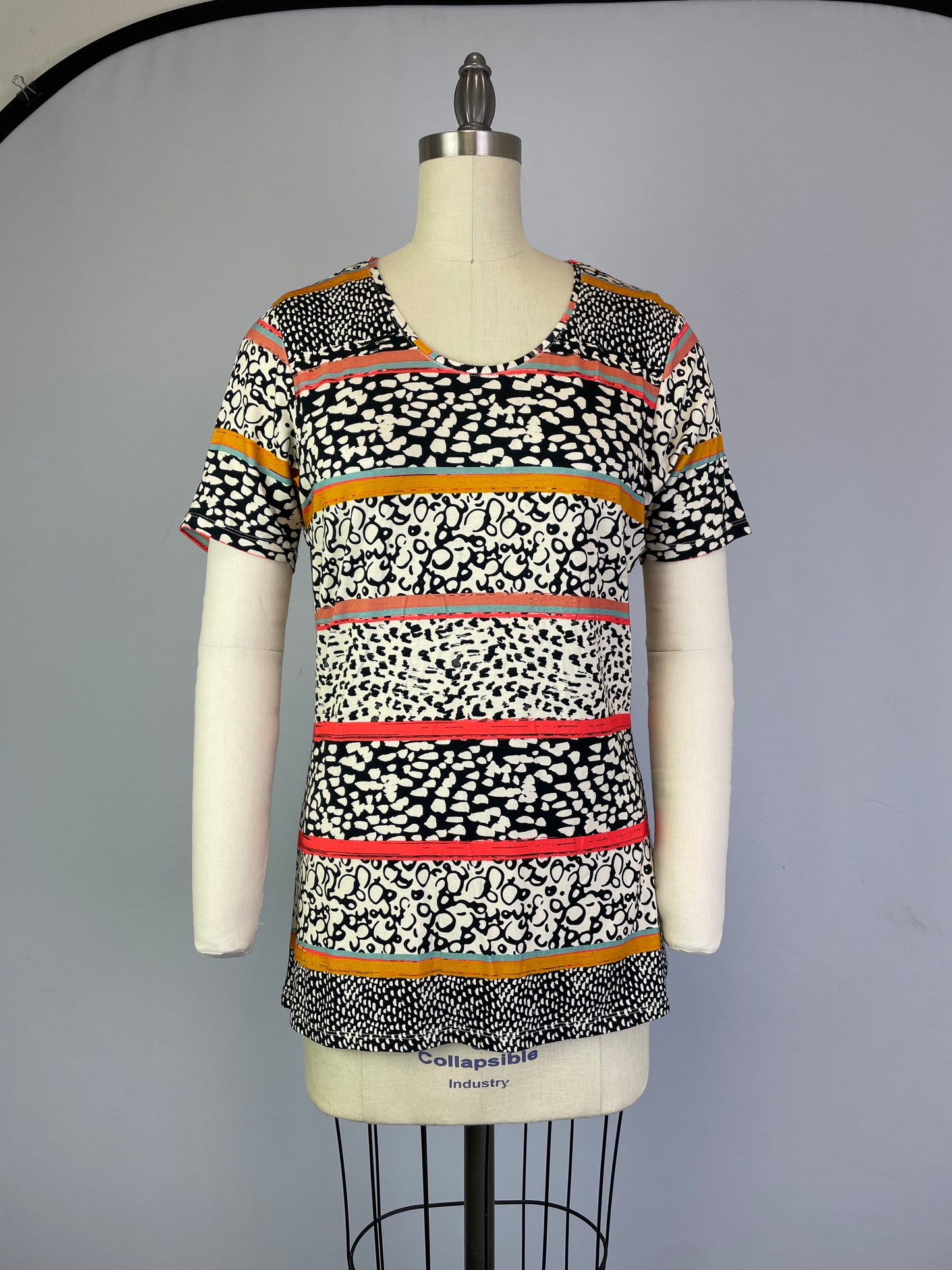 Scoop Neck Knit Printed Top (D26271) S/S