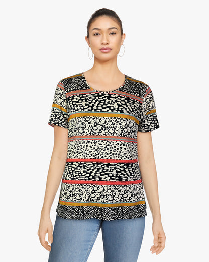 Scoop Neck Knit Printed Top (D26271) S/S