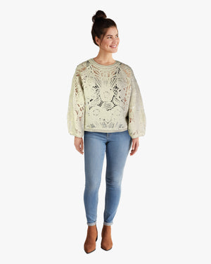 Oversized Crochet Sweater-Like Top -- Cream (D26852)