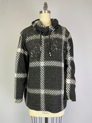 Cowl Neck Drawstring Sweater-like Top -- Tetro (D26890)