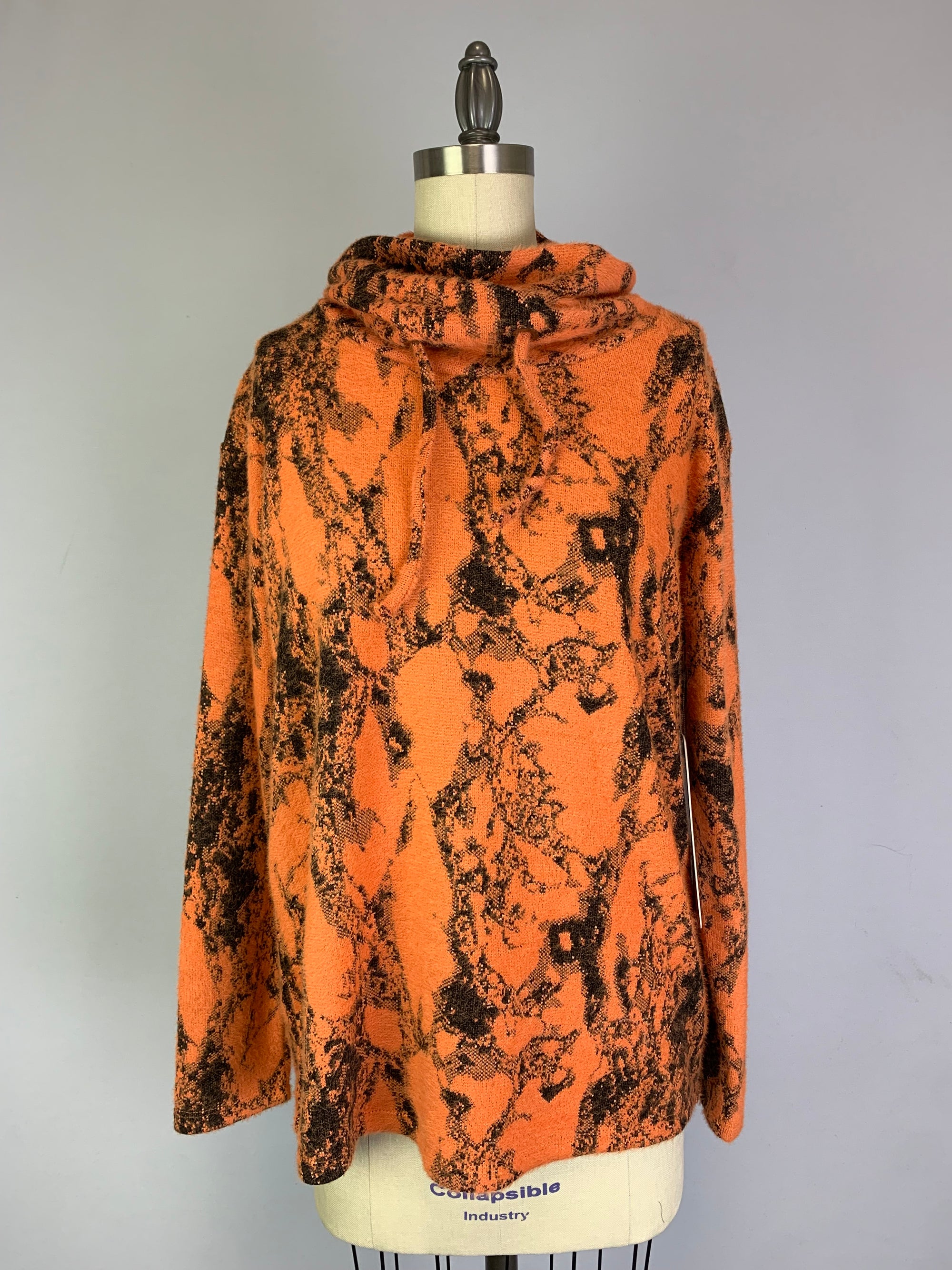 Cowl Neck Drawstring Jacquard Sweater-like Top - (D27080)