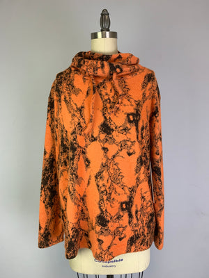 Cowl Neck Drawstring Jacquard Sweater-like Top - (D27080)