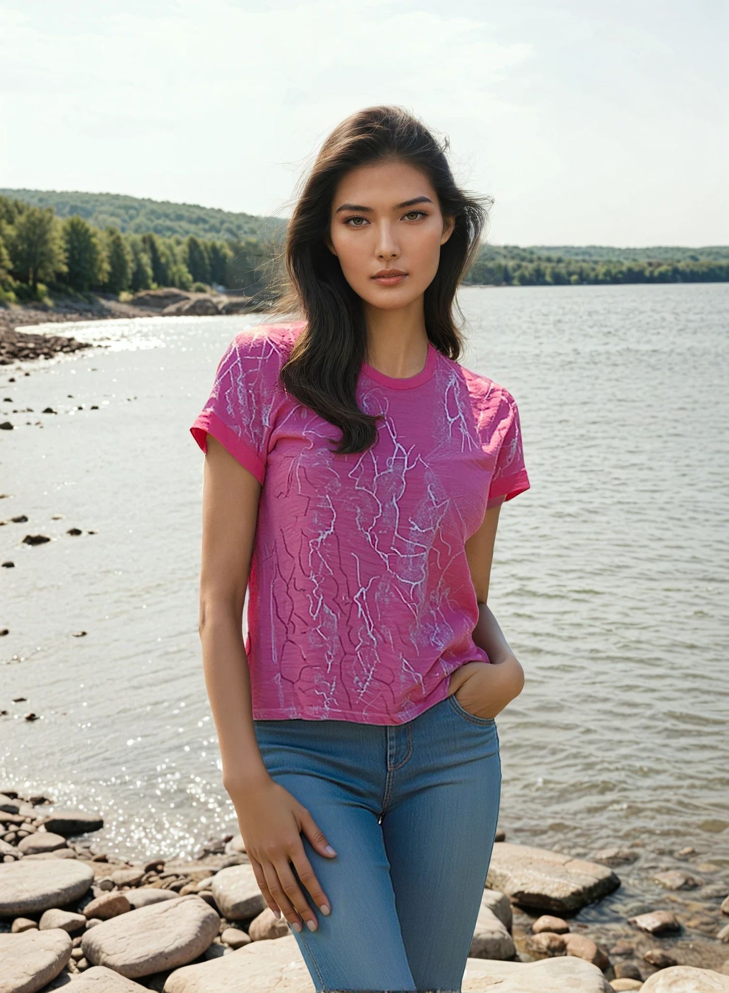 Front Pannel Shine Print Top -- Candy Silver (D27749A)