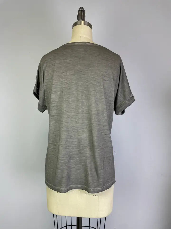 Front Pannel Shine Print Top -- Pluto Silver (D27749A)