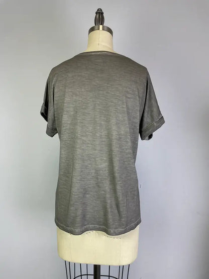 Front Pannel Shine Print Top -- Pluto Silver (D27749A)