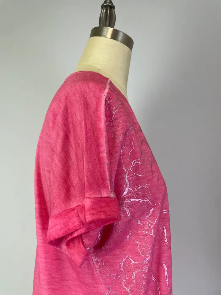 Front Pannel Shine Print Top -- Candy Silver (D27749A)