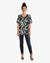 Short Sleeve Knit Printed Top with Neck stitching detail (D27749) Black Swirl