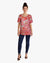Short Sleeve Knit Printed Top with Neck stitching detail (D27749) Pink Swirl