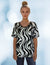Short Sleeve Knit Printed Top with Neck stitching detail (D27749) Black Swirl