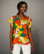 Print Woven Top w Flutter Sleeve Orange Print (D27833R) S/S