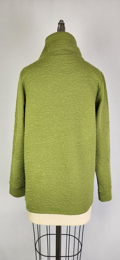 Quilted L/S High Collar Top -- D28367 Apple