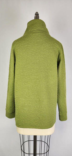 Quilted L/S High Collar Top -- D28367 Apple