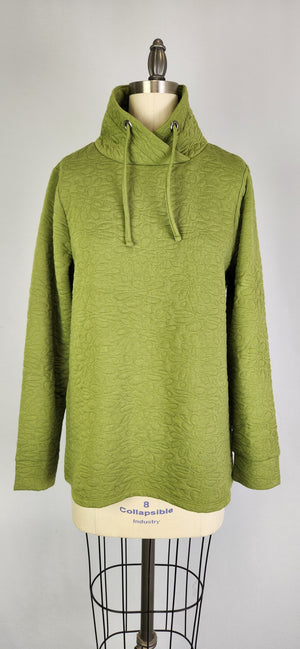 Quilted L/S High Collar Top -- D28367 Apple