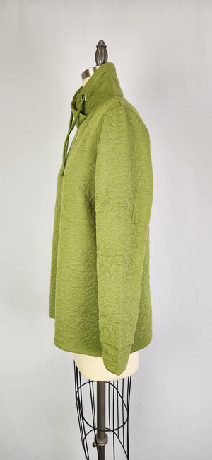 Quilted L/S High Collar Top -- D28367 Apple