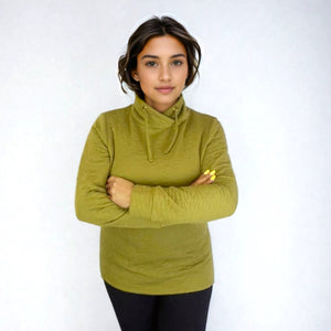 Quilted L/S High Collar Top -- D28367 Apple