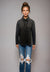 Quilted L/S High Collar Top -- D28367 Black